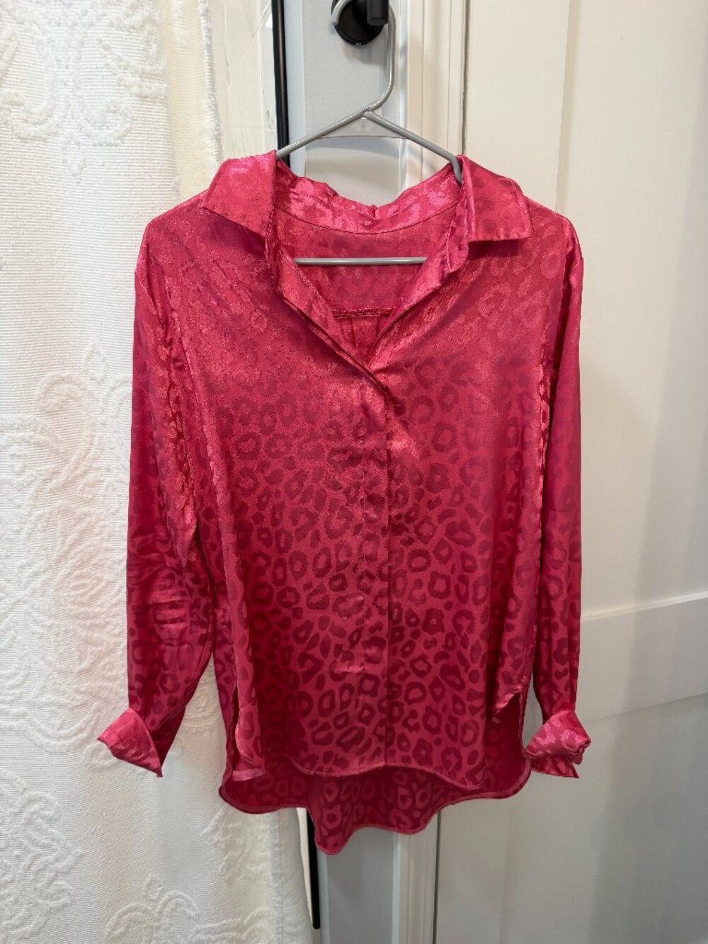 Leopard print button up blouse